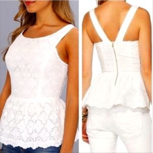 Lilly Pulitzer White peplum lace tank top